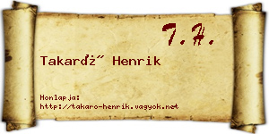 Takaró Henrik névjegykártya